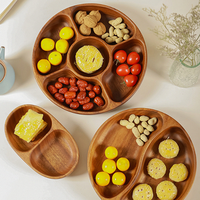 Acacia Fruitbord Baby Maaltijd Noot Snack Dessert Salade Massief Hout Rechthoekig Tafelgerei Gerecht