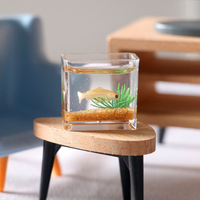 Mini aquarium en plastique pour maison de poupée, modèle de bassin miniature pour poissons rouges, accessoires de décoration de scène de jardin, Saint-Valentin, Diwali