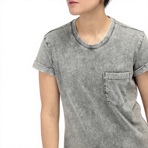 High Quality Loose Fit Women's Streetwear Acid Wash <b>T</b>-<b>Shirts</b> Custom Printed Premium Modal Wool Nylon Cashmere Drop Shoulder - Product Image 5