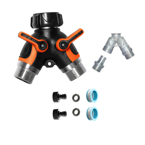 Kim loại vườn Hose Y Splitter 2 cách kết nối với shut off van Heavy Duty kim loại Adapter 2 thêm cao su máy giặt rò rỉ bằng chứng - Product Image 1