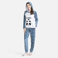 Pyjamas Winter Samt Nachtwäsche für Frauen Set Freizeit Thermal Pattern Print Letter Stickerei Patchwork Stoff