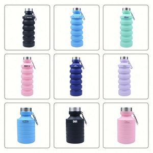 Bouteille d'eau pliable en silicone réutilisable, bouteille d'eau de sport pliable arc-en-ciel, bouteille d'eau portable pour la randonnée - Product Image 4