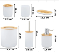 Ensemble de toilette 6 pièces de style européen moderne Accessoires de salle de bain en plastique gris de haute qualité pour la maison et l'hôtel