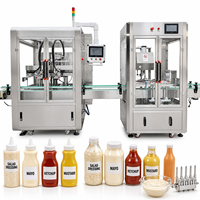 Machine de remplissage et de bouchage multi-têtes continue pour sauces, vinaigrettes et aliments visqueux en bouteilles, en acier inoxydable SUS304 de qualité alimentaire