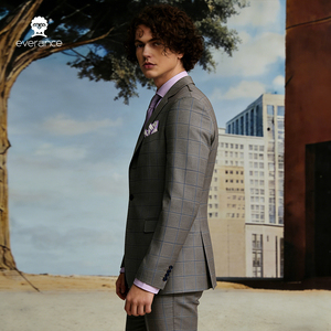 Traje de boda de tres piezas para hombre, con <span class=keywords><strong>chaleco</strong></span>, de lana, con ribete a cuadros, de un solo botón, formal, profesional, para <span class=keywords><strong>novio</strong></span> - Product Image 3