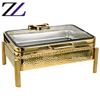 Set Pemanas Makanan Mewah dan Klasik dengan Tutup Kaca Hidrolik, Ditempa Tangan, Bahan Stainless Steel 304 Aman untuk Makanan, Desain Embos Mewah