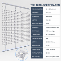 Rideau lumineux à pixels LED RVB haute densité, 400 points, pas de 50 mm, DMX512, IP67, pour éclairage extérieur de façade de bâtiment