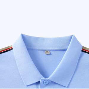 Polo Shirt Light Blue 2XL Cotton Collar Daily Wear - Product Image 1