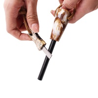 Kit de survie de poche pour allumer le feu : Corde de survie, souffleur de feu pliable, tige de magnésium avec allumeur HSS