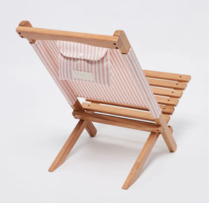 Silla de Playa de <span class=keywords><strong>Madera</strong></span> Maciza Estilo Vintage, Asiento <span class=keywords><strong>Plegable</strong></span> de 2 Piezas con <span class=keywords><strong>Lona</strong></span> a Rayas Personalizada para Clubes Retro junto al Mar - Product Image 6