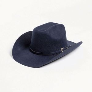 Customize High Quality Winter Cowboy Hat High Quality 100% Australian Wool Felt Fedora Hat Wholesale Blue Cowboy Hat for Men - Product Image 3