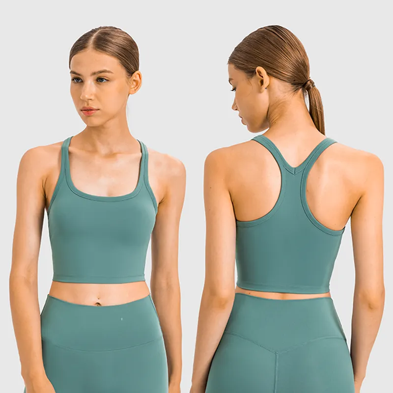 Mehrfarbiges Crop Tank Top für Frauen Racer back Yoga Gepolsterter BH Sportliche Sport übung Fitness Workout Running Top