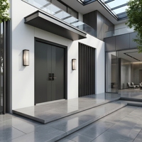 Puerta de Entrada de Aluminio de Alto Rendimiento Kalaishi con Rotura Térmica, Textura Moderna Ondulada, Doble Protección Antirrobo, Puerta Principal para Villa