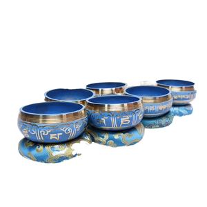 Nepal Handmade Traditional <b>Bronze</b> 7 Chakra Tibetan Sound Healing Singing Bowl Set for Meditation and <b>Gift</b> - Product Image 2