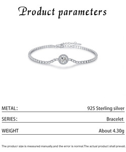 S925 Sterling <b>Silver</b> Halo Surrounded Stone Thin Tennis <b>Bracelet</b> 2026 Luxury Hot <b>Adjustable</b> Women Commute Versatile Wrist Jewelry - Product Image 5