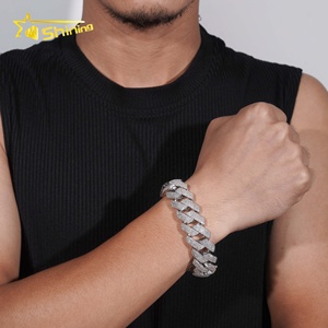 Lusso personalizzato ghiacciato Hip Hop Moissanite diamante Miami grande catena 20MM di larghezza argento 925 con maglia cubana braccialetto a catena <span class=keywords><strong>Gor</strong></span> Men - Product Image 4