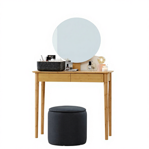 Moderner Bambus-Schminktisch mit Großem Spiegel und Schubladen Direktverkauf ab Werk Wohnzimmer Schlafzimmer Möbel Naturholz - Product Image 4