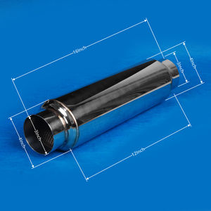 16 "lungo ad alte prestazioni in acciaio inox lucidato a specchio silenziatore di scarico 3" ingresso 3 "uscita silenziatore risuonatore per auto - Product Image 2
