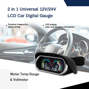 文乐新型通用汽车零件，带水温传感器电子仪表液晶2合1水平水温和电压表 - Product Image 2