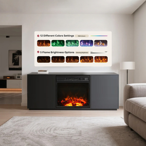 Soporte para TV de 72 Pulgadas con <span class=keywords><strong>Chimenea</strong></span> Eléctrica Integrada de 23 Pulgadas, 12 Colores de Llama, Control Remoto, Llama HD, Calentador de 750W, Moderno para Sala de Estar - Product Image 5