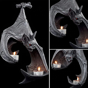 Bat Wall <b>Tealight</b> <b>Holder</b> Resin Halloween Decoration Indoor Animal Shape Candlestick - Product Image 5