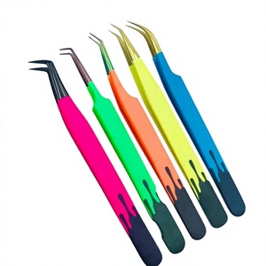 Pinzas para Extensión de Pestañas con Diseño Negro Mink Bottom, Recubrimiento Nano de Color, Sostenibles, con Logotipo Personalizado, Venta al Por Mayor Profesional, OEM, ODM - Product Image 1