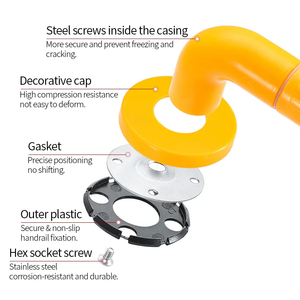 Barres d'appui pour toilettes, sécurité dans la salle de bain, handicapés, acier inoxydable, ABS, nylon, main courante, accoudoir, barre d'appui en plastique pour personnes âgées - Product Image 2