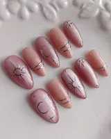 Kuku Palsu Mewah Bentuk Almond Cantik, Seni Kuku 3D Bunga Merah Buatan Tangan untuk Hari Valentine