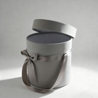 Boîte cadeau rigide en carton recyclable en forme de chapeau, avec couvercle, logo personnalisé, pelliculage mat, gaufrage, revêtement UV, pour emballage floral, vente en gros