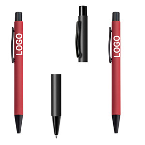Promotion Soft Rubber Press Aluminum Metal Ballpoint <b>Pen</b> With Custom Advertising Press Printable Logo for Hotel Station - Product Image 1