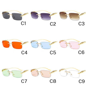 <span class=keywords><strong>Occhiali</strong></span> <span class=keywords><strong>da</strong></span> <span class=keywords><strong>Sole</strong></span> Senza Montatura con Decalcomania Ghepardo, Montatura in Lega Grigia e Gialla, <span class=keywords><strong>Lenti</strong></span> Quadrate UV400 <span class=keywords><strong>per</strong></span> Uomo e Donna - Product Image 5