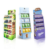 Étagère de présentation de bouteilles de boissons en carton à 3 niveaux, pliable, portable, amovible, sur pied, pour la vente au détail