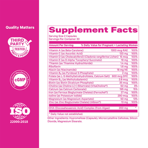 LIFEWORTH Capsules multivitaminées Supplément nutritionnel prénatal en vitamines et minéraux pour femmes avec acide folique DHA - Product Image 4