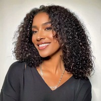 Perruque Lace Front Bestseller pour Femme, Cheveux Courts Bouclés Style Afro, Volumineuse, Naturelle, Polyvalente, Couvre-tête Complet, Noire, 12-16 Pouces DY300