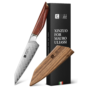 Cuchillos de Cocina de 3 Estrellas de la Marca Co-Branded Petty Knives, Cuchillo Utilitario de Acero Damasco en Polvo con Funda de Madera de Nogal - Product Image 2