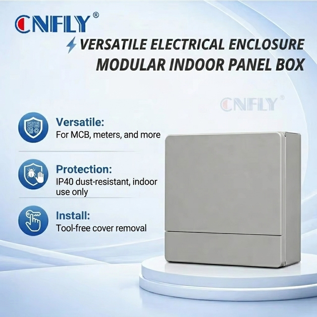 CNFLY 8-Way Indoor IP40 Waterproof Metal Box with Plastic Panel  DB Panel Distribution Box Board Standard LYM1-8 222*210*100mm
