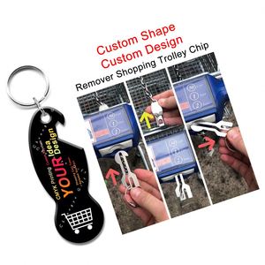 <b>Customized</b> Token Trolley Coin Shopping Cart Trigger <b>Keychain</b> Unlock Key Keyring - Product Image 1