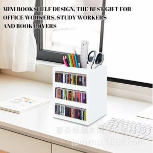Wooden Mini Bookshelf 3 Floors Rectangle <b>Desktop</b> Organizer Office Storage <b>Shelf</b> - Product Image 4