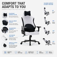 Chaise de jeu ergonomique pliable haut de gamme, pivotante et rotative, avec logo personnalisé, en tissu, pour salle de jeu - Vente en gros