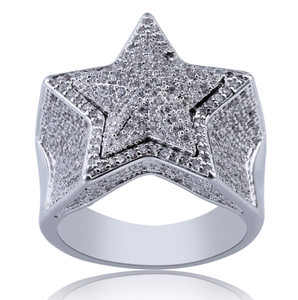Lleno de diamantes de alta calidad diseño de la joyería de los hombres pentagrama <span class=keywords><strong>estrella</strong></span> de cinco puntas de anillo - Product Image 6