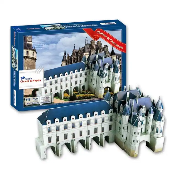 château de chenonceau modèle créatif bricolage château 3d puzzle avec 116  pcs
