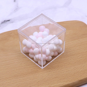 2*2*2'' faveur de mariage doux cube boîte cadeau en plastique bacs à bonbons boîte à bonbons en acrylique avec couvercle - Product Image 4
