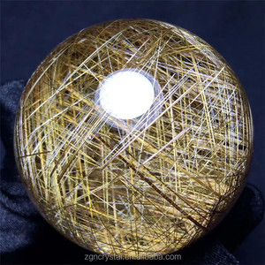 Chất lượng cao tự nhiên Rutilated đánh bóng hình cầu pha lê bóng chữa bệnh đá vàng rutilate đá quý toàn cầu để trang trí - Product Image 2