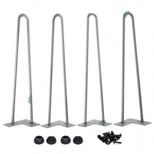 Pieds de table en métal noir robuste, type épingle à cheveux, avec 3 tiges, pour meubles de chambre, atelier, table basse, bureau DIY, extérieur - Product Image 6