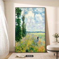 Peinture décorative encadrée Monet à l'huile sur toile - Art mural pour porche, couloir, salon
