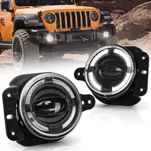 OVOVS Cars Parts Supplier Dot Approved Angle Eyes With White Halo DRL 4 inch Led Fog light for Jeep Wrangler JL