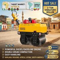 Mini-compacteur routier HUAQI de 0,5 tonne, rouleau vibratoire à double tambour avec moteur Kubota, compresseur manuel de 20 kN pour chaussée en asphalte