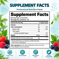 Gummies de fibres prébiotiques sans sucre pour le soutien digestif – Complément personnalisé OEM/ODM à base de pectine pour la routine quotidienne de santé intestinale