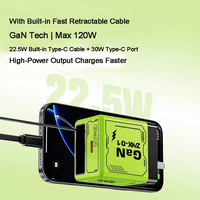 Cargador USB C GaN de 120 W, PD3.0 QC3.0, Adaptador de Cargador de Pared Rápido para Teléfono iPhone, Samsung, Android, Tableta