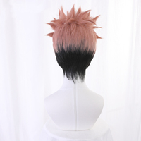 Perruques de cosplay Ryomen Sukuna de Jujutsu Kaisen pour garçons, en fibre synthétique noire mélangée rose fumée Ainizi